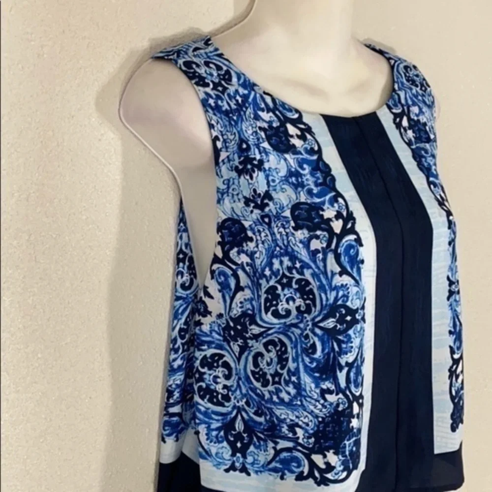 Michael Kors blue printed framed popover dress C.C18
